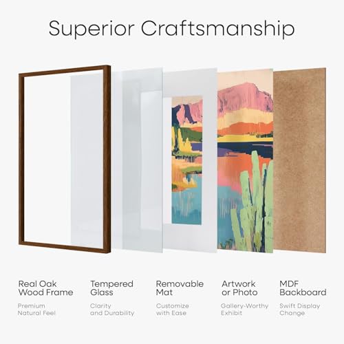 Image of Homeforia Diploma Frame 8.5 x 11 Brown Wood, High End Dark Oak 8.5x11 Certificate Frames, 11x8.5 Document Frames for Wall or Tabletop, 8.5 by 11 Walnut Wooden Frame, Tempered Glass, Wall Kit, Set of 3