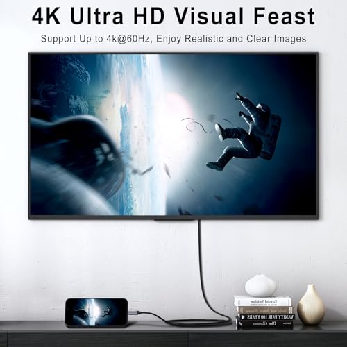 Image of Tobfit USB C to HDMI Cable 2m 4K@60Hz 1440P@120Hz 1080P@240Hz Type C Thunderbolt 5 4 3 to HDMI 2.0 HDR Adapter Compatible with iPhone 16 15 MacBook Pro Air Mac Mini, iMac iPad Galaxy etc