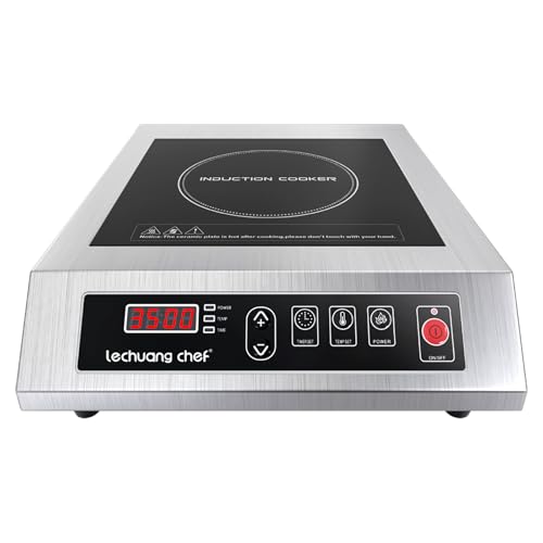 Lechuang Chef 3500W Induction Hob, All-metal body induction cooker, 60 KG Load Capacity, Upgrade Hot Plate, 10-Level Temperature and Power Setting, 24 hours timer