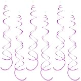 30 Pieces Pink Hanging Swirl Decorations Plastic Streamers Foil Swirls Ceiling Decorations Metallic