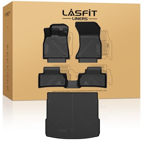Image of LASFIT Floor Mats & Cargo Mat for Audi Q5 /SQ5 2018-2025 | Also for Sportback 2021-2025, All Weather TPE 3D Custom Fit Car Mats, Full Coverage Secure-Fit Floor Liner, Easy to Wash