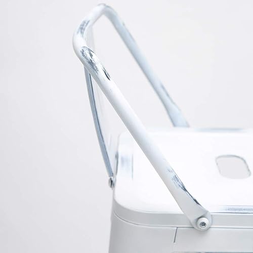 Miniatura 6 de Aklaus Juego de 4 taburetes de bar de metal, taburetes de bar de altura de mostrador con respaldo, taburetes de bar industriales para interiores y