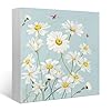 Spring daisy blue wooden box sign summer decorations for homerustic wood block plaque for tabletop shelf decordaisy gifts for womenhome accessories decor 5 x 5 inch  urban country home decor