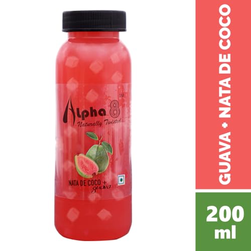 Image of ALPHA 8 Juice with NATA De Coco Coconut Cubes Natural Energizer & Immunity Booster Healthy Juice High Fiber Real Natural Taste (Guava) Pack of 6pcs