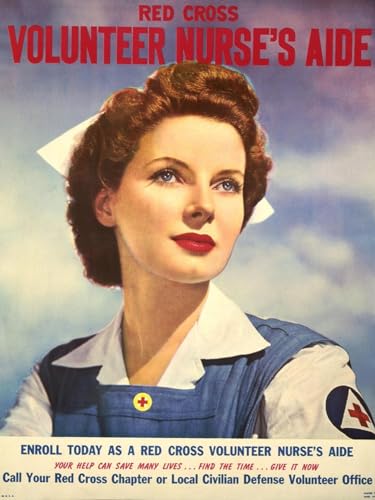 ART.COM Wall Art Print U.S. Recruitment Poster for Red Cross Volunteer Nurse's Aide During World War 2, June 1943, 12" x 16"