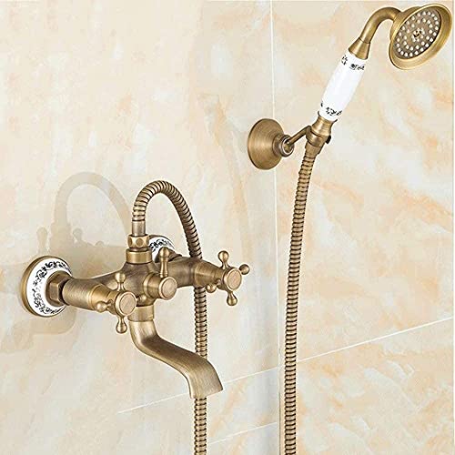 Robinet de douche triple mitigeur bronze salle de bain interface 4 points