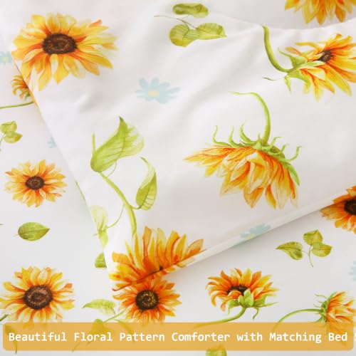 Image of lasoftan Floral Queen Comforter Set with Sheets, 7 piece Luxury Vintage Bedding, Soft Microfiber Bed in a Bag, Cozy Lightweight Bed Set, Lavender Flower Grey Leaf