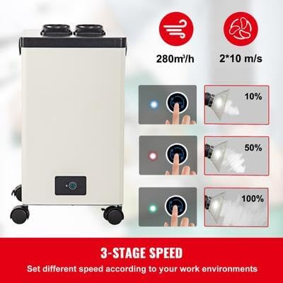 Happybuy 150W Solder Fume Extractor, 165CFM 3-Speed Adjustable Smoke Absorber with 3-Stage Filters, Air Purifier for Soldering, DIY Welding, Engraving, Salon Use