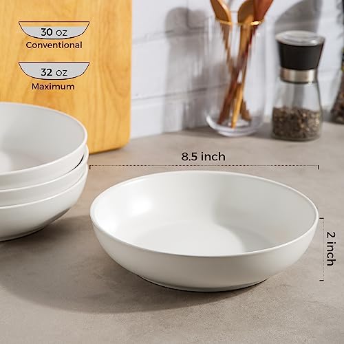 AmorArc 8.5 Stoneware Pasta Bowls, Set of 4 for Kitchen