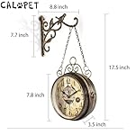 Retro Rust Wall Clock 20th Century 8" Non Ticking Large Iron Antique Hanging Clocks Double Sided Vintage Two Faces Innovative Classic, Silent Quartz Round Clock for Office Bedroom Living Room Decor - Image 4
