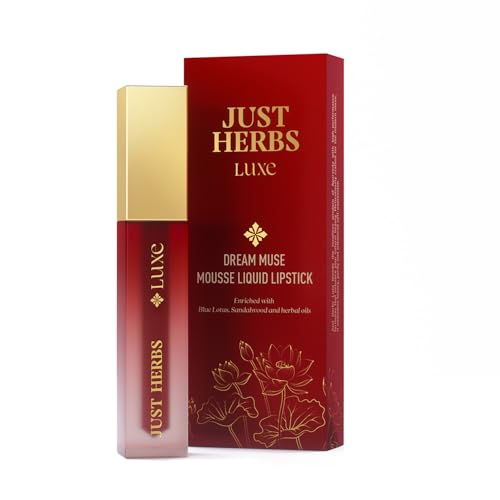 Image of Just Herbs Luxe Dream Muse Mousse Liquid Lipstick | Luxury Makeup | Velvet Matte | Long Lasting & Transferproof Formula | Ayurvedic Lipstick - 3.5 ml (03 BLUSH BLOOM)