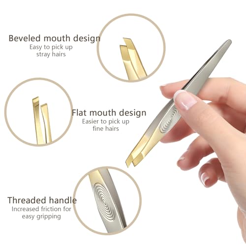 Pinzetten Set 3-teiliges, Pinzette Augenbrauen Zupfen, Präzisions Pinzettenset, Zupfpinzette pinzette Augenbrauen pinzette profi für die Gesichtspflege von Augenbrauen, Barthaaren oder Kleinen Härchen