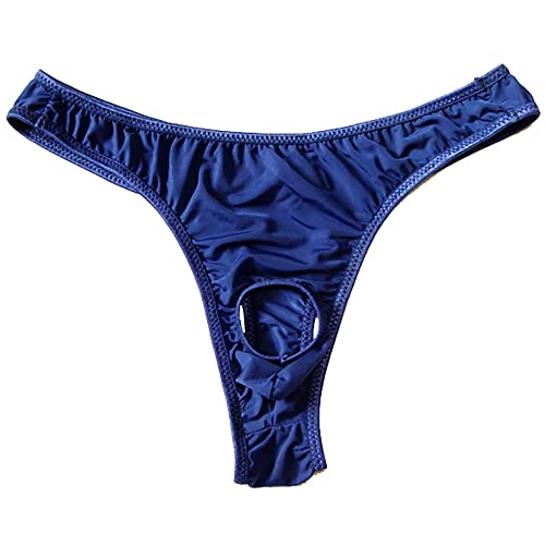 Mens Open Hole Ice Silk G-String Thongs Underwear Panties
