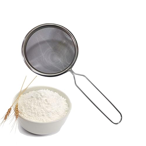 Colador de malla fina, colador de tamiz, 23 x 12 x 3,5 cm, filtro de harina de acero inoxidable con asa para hornear, azúcar en polvo, arroz, té, uso en cocinas domésticas y restaurantes