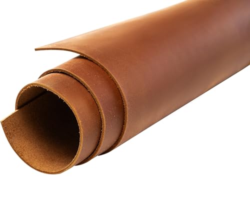 Full Grain Crazy Horse Leather Sheets - Heavy-Duty 1.8-2.1mm Oil-Tanned Cowhide for Crafting, Vintage Distressed Tooling Leather (12