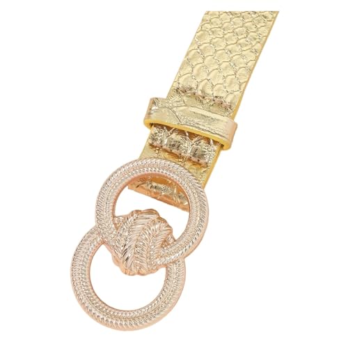 Ceinture en PU avec double anneau argenté pour robe et veste pour femmes