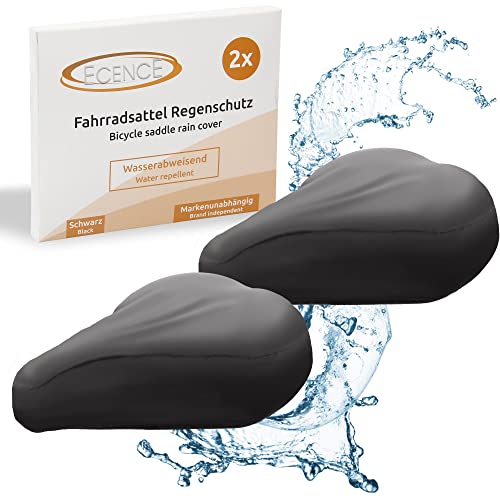 ECENCE 2x protectores de lluvia para sillín de bicicleta funda para sillín de bicicleta funda para lluvia funda para lluvia repelente al agua Negro Cover