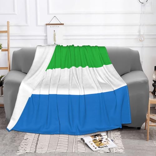 Manta suave para sofá con la bandera de Sierra Leona (60 x 50 pulgadas), adecuada para sofá, camping, viajes, noche, manta de lana suave