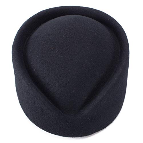 Lawliet Wool Stewardess Air Hostesses Pillbox Hat Millinery Teardrop Fascinator Base A040 (Black)
