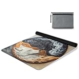 ALAZA Wolf Yin Yang Style Yoga Mat Non Slip Fitness Exercise Mat, Workout Mat for Yoga, Pilates and Floor Exercises