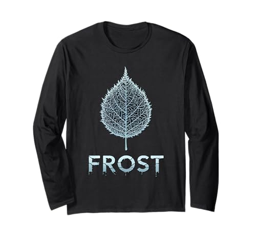 Hoja Congelada Frost Diseño Minimalista Naturaleza Invernal Manga Larga