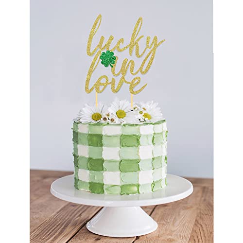 Lucky In Love Cake Topper For St Patrick's Day Party Decorations, Engagement Cake Decorations, Wedding Anniversary, Bridal Shower Party Decorations #TOP2