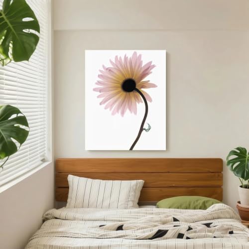 Imprimé botanique rose pâle et jaune grand format 70 x 100 cm
