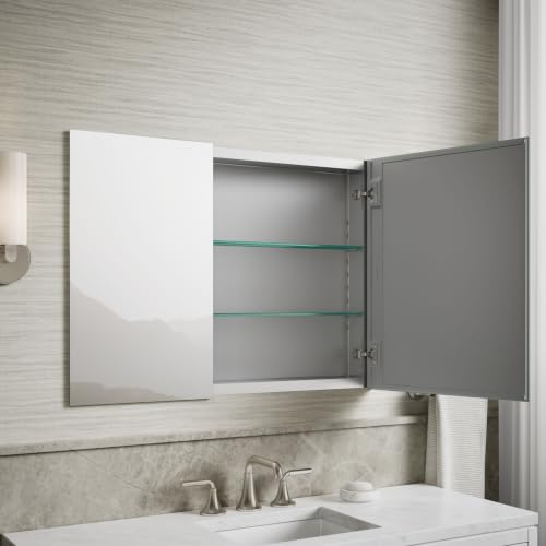 Image of Kohler 55065-NA Embark Slim Two-Door Medicine Cabinet Mirror, Adjustable Shelves with Mirrored Doors, 35 in. W x 26 in. H