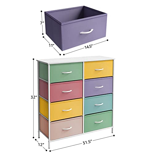 Sorbus Kids Dresser with 8 Drawers - Furniture Storage Chest Tower Unit for Bedroom, Hallway, Closet, Office Organization - Steel Frame, Wood Top, Tie-dye Fabric Bins (Pastel 1) - Image 4