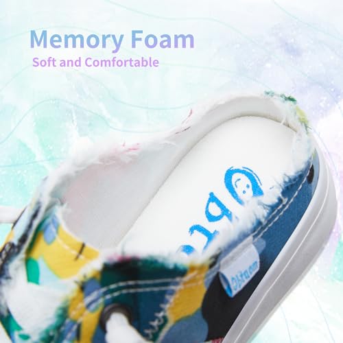 Image of Obtaom Women Canvas Mules Memory Foam Clipper Fashion Sneakers Comfortable Slip-On Mule Backless Holiday Shoes