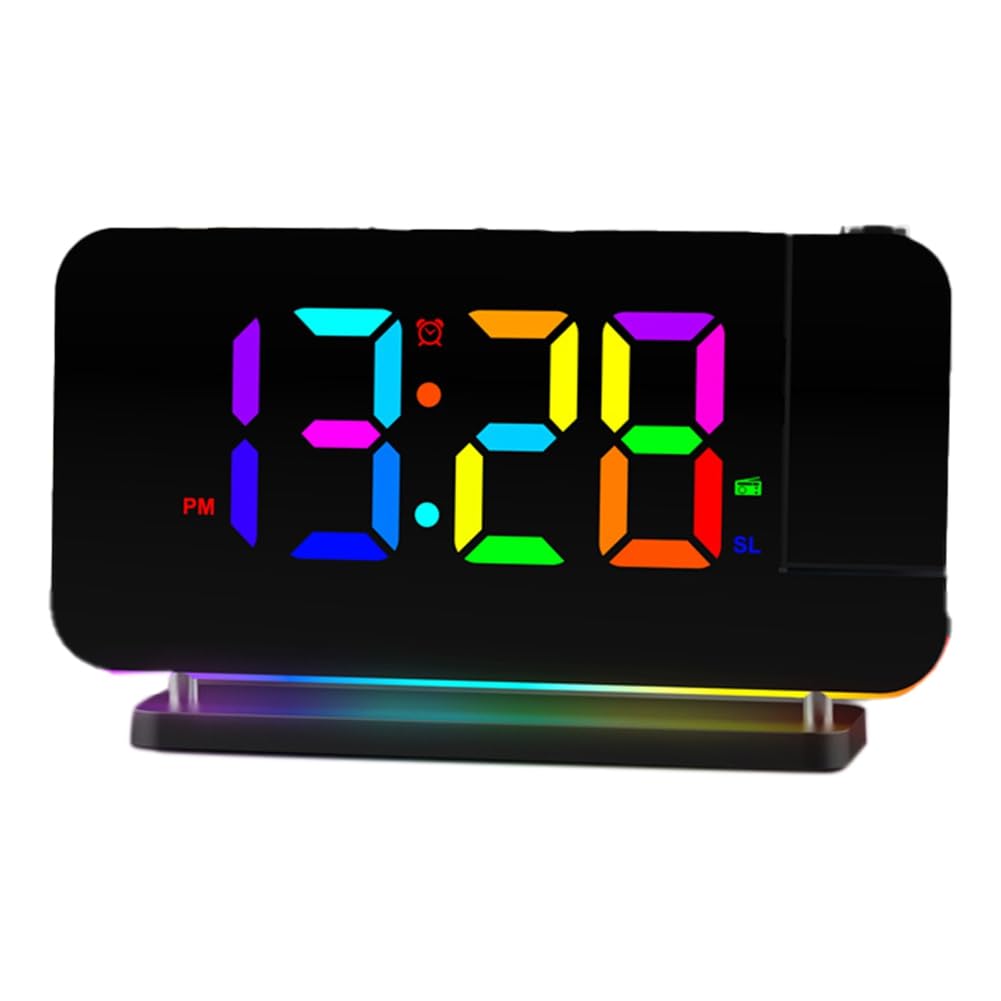 Réveil de projection radio FM et veilleuse RVB pour des matins doux et colorés