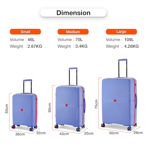 Image of Nasher Miles Bali Hard-Sided Polypropylene Check-in Luggage 28 inch | 75cm | 8 Wheels Large Trolley Bag for Travel | Suitcase (Navy Blue)