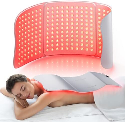 Hello Face 76 x 30 cm Großes Infrarot Lichttherapie Matte, 36W Rotlichttherapie Gürtel mit 792 LED Chips, 660nm & 850nm, Körpertherapie Panel zur Schmerzlinderung (Grau)