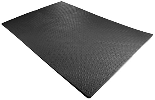 Image of BalanceFrom Puzzle Exercise Mat 3 /4 inch Thick, EVA Interlocking Foam Floor Tiles for Home Gym, Mat for Home Workout Equipment, Floor Padding for Kids, Black, 24 in x 24 in x 3 /4 in, 24 Sq Ft - 6 Tiles