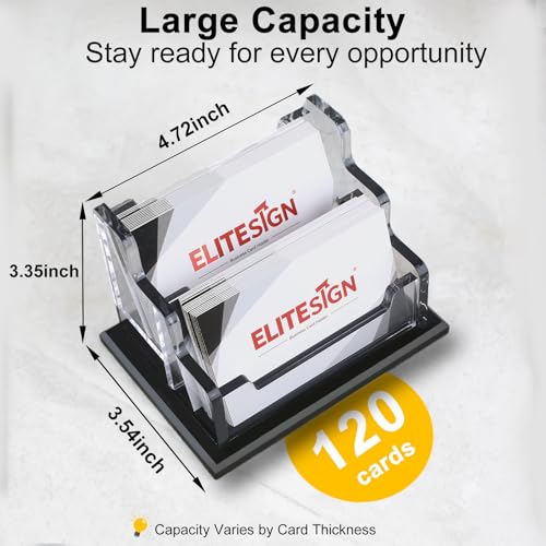 EliteSign Business Card Holder - Acrylic Business Card Display for Desk, Cards Organizer 2 Tier 2 Slots for Office, Reception, Vendor Booth and Trade Shows, Holds 120 to 160 Cards EliteSign Business Card Holder - Acrylic Business Card Display for Desk, Cards Organizer 2 Tier 2 Slots for Office, Reception, Vendor Booth and Trade Shows, Holds 120 to 160 Cards - Image 4