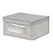 mDesign Medium Fabric Stackable Closet Storage Organizer Box, Front Window/Lid - Bedroom, Office, Mudroom Organization, Hold Clothes, Blankets, Linens, Spira Collection, 6 Pack, Taupe/Natural Chevron