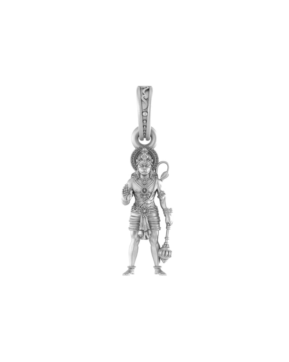 Pendentif Dieu Hanuman en argent sterling 925 ciselé main petit modèle - 5