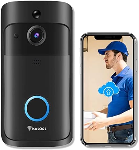 Video Doorbell Wireless WiFi Doorbell Camera [2022 Upgrade] Smart Human Monitor No Monthly Fee Cloud Storage HD WiFi Security Camera Two Way Talk for iOS & Android Phone (Camera)