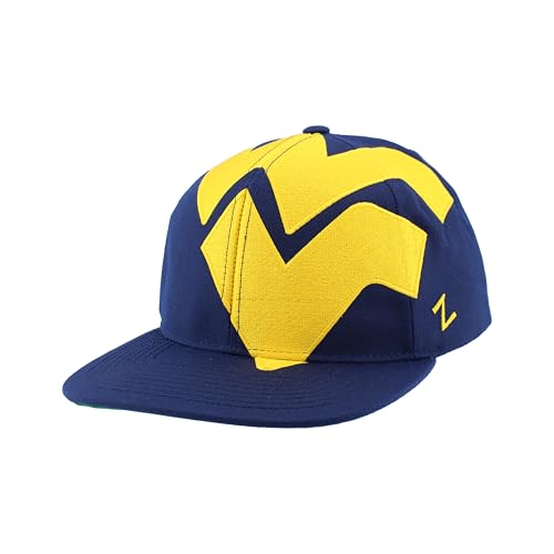 West Virginia Mountaineers NCAA Officially Licensed Adjustable Snapback Hat Flat Bill Z11 Retro Over The Top Black