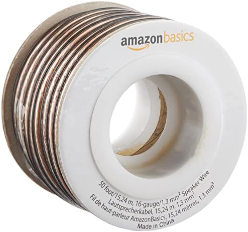 Amazon Basics Banana Plugs, 6 pairs & 16-Gauge Speaker Wire 1.3 mm² - 15.24 m (50 feet)