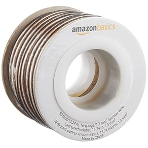 Amazon Basics 16-Gauge Speaker Wire – 50 Feet, Transparent