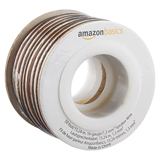 Amazon Basics 16-Gauge Speaker Wire Cable, Polarity Marked, 50 feet, Transparent