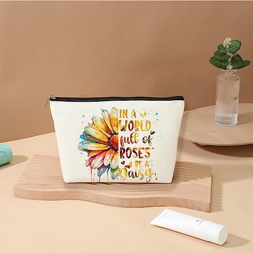 DJHUNG Watercolor Daisy Cosmetic Bag - Makeup Bag Pouch with Inspirational Daisy Decor - Perfect Gifts for Women: Best Girlfriend, Wife, BFF, Sister, Bestie, Bride, Daughter, Mom - Anniversary3
