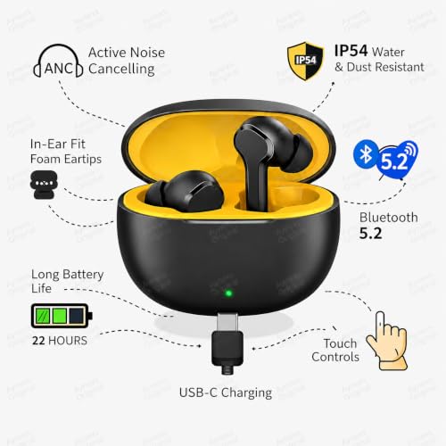 Image of Buds T110 Bluetooth Truly Wireless in Ear Earbuds Compatible with Realme mic, AI ENC for Calls, Google Fast Pair, 38 Hours Total Playback with Fast Charging and Low Latency Gaming Mode(Black)