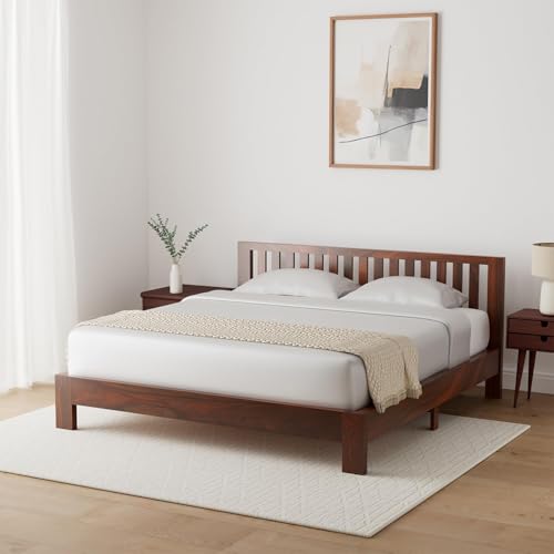 Amazon Brand - Solimo Petra Solid Sheesham Wood King Bed (Teak Finish)