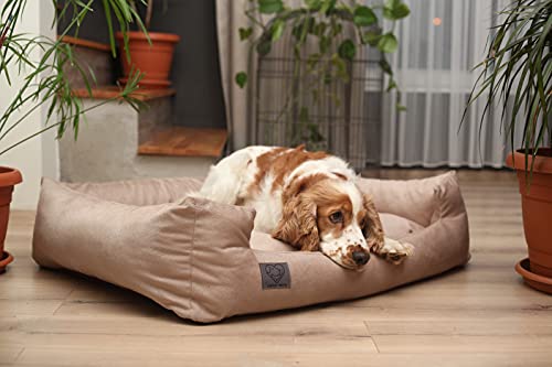 Luvly Pets Luxury Dog Bed - Orthopaedic Memory Foam Filling Cushion - Washable And Removable Cotton Cover - Non Slip - Dog Sofa - Chew Resistant - Chew Toy As Gift - Handmade (Small, Beige) #TOP3