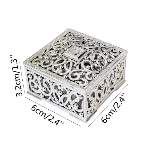 Han Sheng 12 Pcs Hollow Out Candy Boxes Wedding Favor Boxes Clear Jars Candy Storage Boxes Gift Boxes Baking Decoration For Wedding Christmas Birthday Party Decorating Ornament Container (Silver) #TOP1