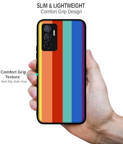 Image of Rainbow Colors Design Premium 2D Printed Metal Back Case Cover for Vivo V23E 5G / Y75 4G