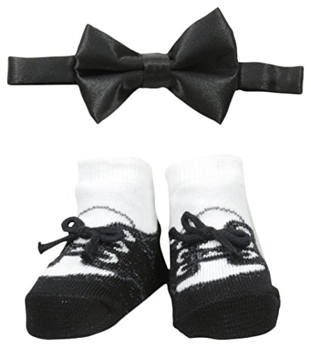 Little Me Baby-Boys Newborn Black Bowtie and Bootie Set