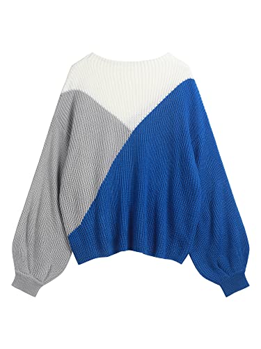 Zaful Women's Oversized Sweater Colorblock Long Sleeve Loose Sweater Baggy Knit Pullover Jumper #TOP6